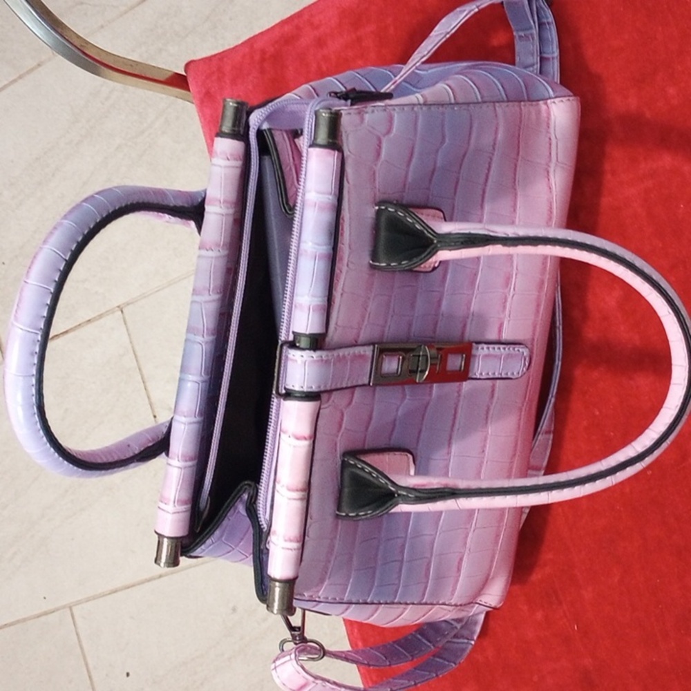 Chic Lavender Crocodile-Embossed Satchel